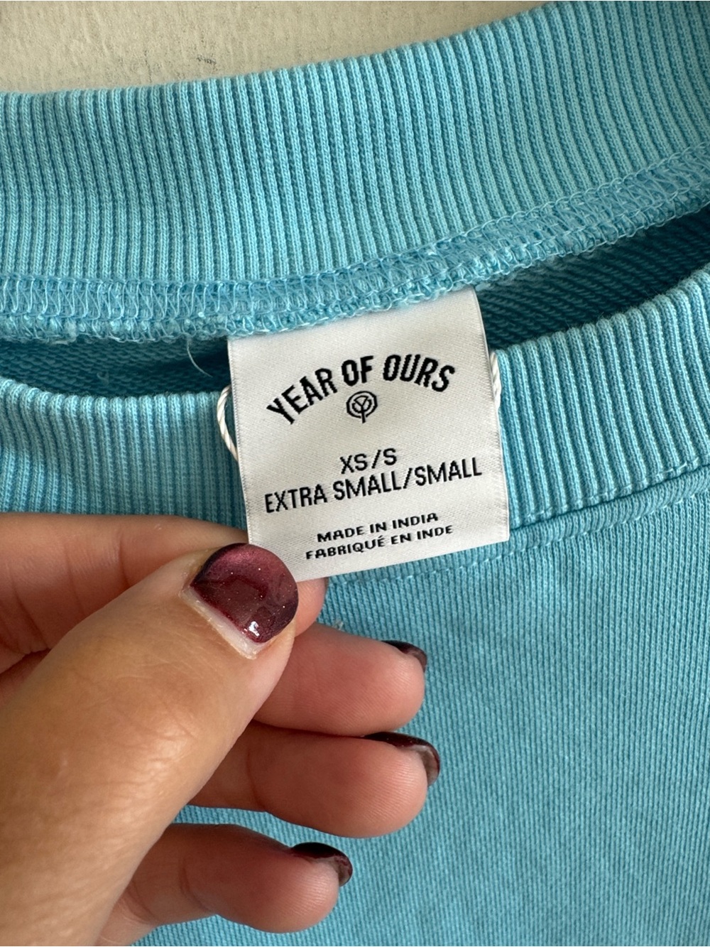 Year of ours light blue oversized crewneck sweatshirt size XS/S - Picture 4 of 5